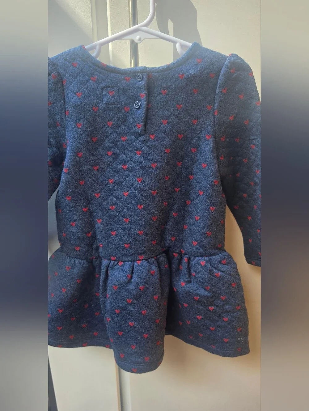 Baby Gap Girls' Quilted Navy Dress with Ref Heart Print Size 18/24 months